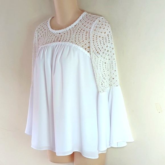 Lilly Pulitzer Amenna Flounce Sleeve Top in White 2 - Picture 4 of 16